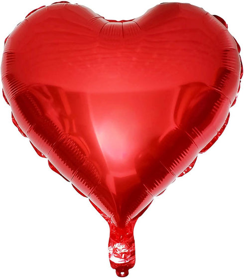 10Pcs Red Foil Heart Shaped Balloons - 18 Inch Heart Mylar Balloons for Baby Shower Wedding Valentine Party Decorations