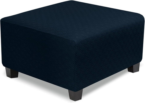 NeColorLife Square Ottoman Cover Large,Stretch Square Ottoman Covers Slipcover,Knitted Jacquard Cover for