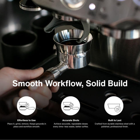 Crema Coffee Products 54mm Dosing Funnel, Compatible with 54mm Breville Portafilter, Durable Stainless Steel