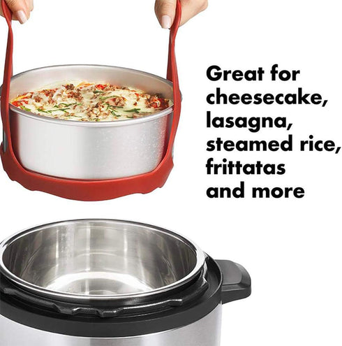 Pressure Cooker Sling, Silicone Bakeware for 6 Qt/8 Qt Instant Pot, Anti-scalding Bakeware Lifter Steamer Rack, Red