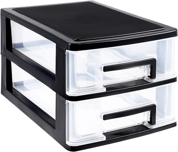 BESPORTBLE Double Layer Plastic Drawer Type Storage Organizer Cabinet, Transparent Craft Storage Box (6.1 * 8.3 * 5.1in)