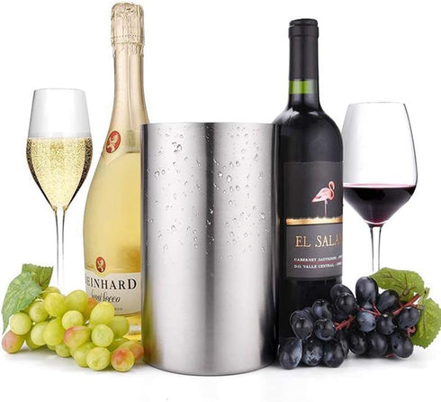Jolitac Wine Chiller Bucket, Stainless Steel Double Wall Wine Cooler Bucket, Keeps Cold for Hours Wine Bottle Cooler Chiller Insulated Champagne Beer Ice Bucket (1 PC) by Jolitac