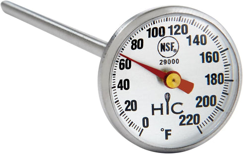 HIC Kitchen Instant-Read Meat Thermometer - Shatterproof Face, Stainless Steel, Protective Cover