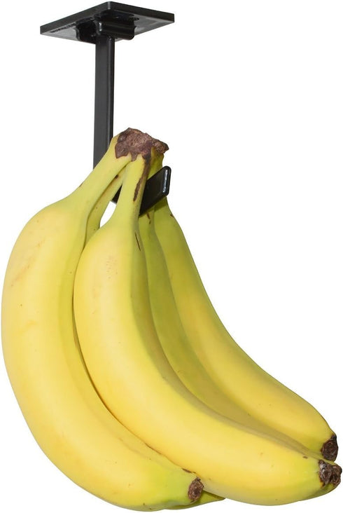 Banana Hanger - Under Cabinet Hook for Bananas, Black, Self-adhesive, Folds-up When Not in Use