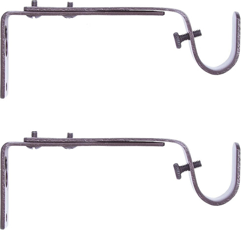 Kenney Adjustable Curtain Rod Brackets, Mocha (2-Pack)