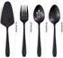 Matte Black Serving Set, 4-Piece Stainless Steel Large Hostess Set Include Slotted Spoon Serving Spoon Serving Fork and Cake Server, Ideal for Buffets, Home, Gatherings, Restaurant by Seeshine