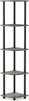 Furinno Turn-N-Tube 5 Tier Corner Display Rack, Multipurpose Shelving Unit, 1-Pack, French Oak Grey/Black