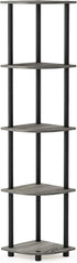 Furinno Turn-N-Tube 5 Tier Corner Display Rack, Multipurpose Shelving Unit, 1-Pack, French Oak Grey/Black