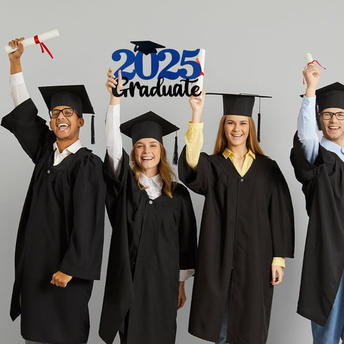 2025 Graduation Party Decorations Wooden Sign, Blue Class of 2025 Photo Booth Props for Graduation Party Supplies
