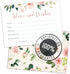 Set of 50 Double Sided Floral Advice and Wishes Cards for Bridal Shower, Baby Shower, Wedding, Graduation, and