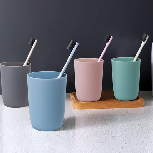 Topsky 4-Pack Bathroom Tumbler, Plastic Toothbrush Cup, Reusable Drinkware for Mouthwash