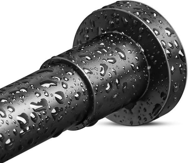 Black Shower Curtain Rod 32-80 Inch, Non-Slip Stainless Steel No Drill Spring Tension Rod for Bathroom & Window