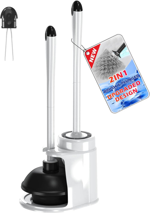 NEWE Toilet Brush and Plunger Set, 2 in 1 Toilet Plunger Heavy