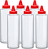 16-Ounce (Set 6), Amazing Abby Plastic Squeeze Bottles of Reusable Condiment Bottles, BFA-Free, Dishwasher-Safe