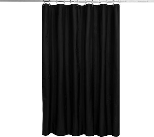 N&Y HOME Fabric Shower Curtain with Weighted Magnets, Opaque Black, Hotel Quality, 72x72, Machine Washable