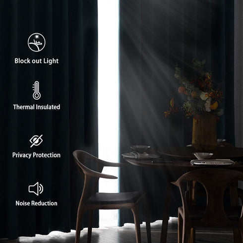 DWCN Blackout Curtains for Bedroom & Living Room, Thermal Insulated Light Blocking Drapes with Tiebacks, 42 x 54