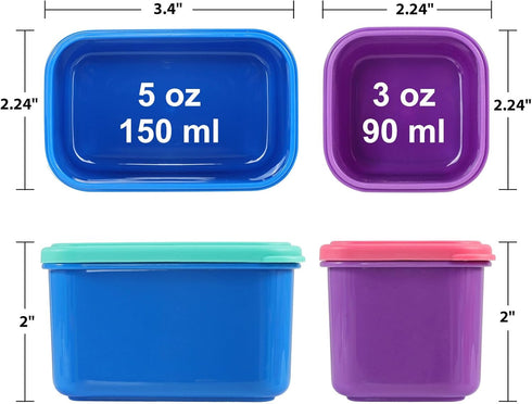 Set 8, 4pcs 3oz 4pcs 5oz Caperci Small Food Containers with Lids of & Leakproof Stackable Storage Containers