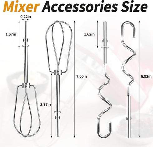 Hand Mixer Beater & Dough Hooks Compatible with KitchenAid Hand Mixer Attachments, Stainless Steel Replacement Parts