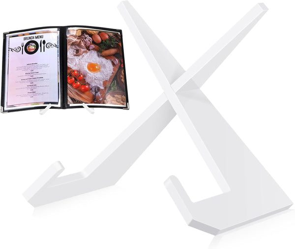 Acrylic Cookbook Stand for Kitchen Counter, Multifunctional Recipe Book Holder, 6.5 x 8.5 Inches (White)