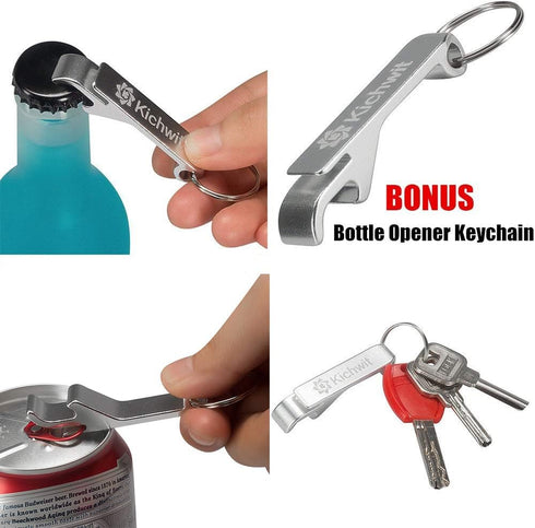 Kichwit Jar Opener for Arthritis - Stainless Steel Lid Opener for Small and Medium Jars, Keychain Included