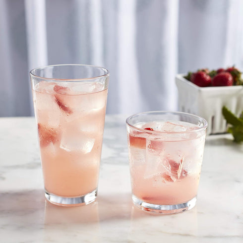 Libbey Flare Tumbler and Rocks Glasses Set, Stylish Lead-Free Drinking Glasses Set of 16 for Kitchen and Parties