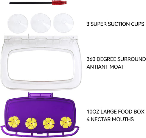 Window Hummingbird Feeder with Strong Suction Cup, Plastic Feeders for Outdoors, Easy to Clean and Refill