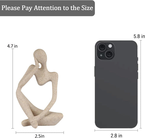 Sandstone Resin Thinker Style Abstract Sculpture Statue Collectible Figurines Home Office Bookshelf Desktop Decor(Small