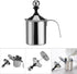Manual Milk Creamer Frother, Stainless Steel Hand Pump Double Mesh Blender for Coffee Foamer, 400ML