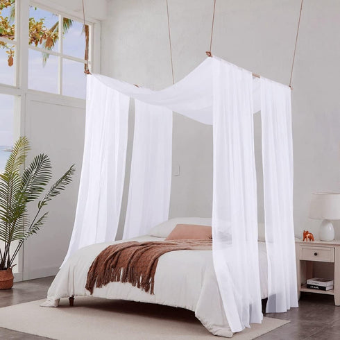 NICETOWN 216 Sheer Canopy Bed Curtains Panels - Home Decoration Sheer Voile Scarf Valance for Wedding (1 Panel, W60 x