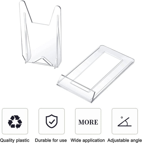 WANDIC Acrylic Plate Stands, 10 Pcs Mini Clear Plastic Display Holders Adjustable Easels for Flat Plates, Photos, Place