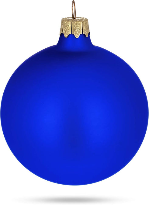 Set of 6 Blue Matte Glass Ball Christmas Ornaments, 3.25 Inches