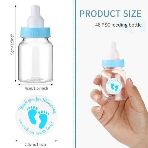 48 1.5 3.5 Inch Tondiamo Pcs Blue Baby Shower Mini Bottle Favors x Baby Shower Candy Jar Mini Milk Bottle Party Favor