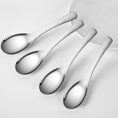 Set of 5 High Grade Stainless Steel Soup Spoons, Thick Heavy-weight Ladle Spoons, Dishwasher Safe