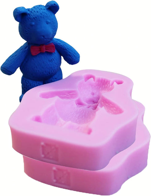 3D Cute Bear Silicone Fondant Mould Cake Mold, 2 Pcs, Cookie Decor, Jewelry, Polymer Clay, Crafting Projects