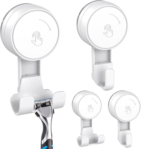 LUXEAR Suction Hooks Powerful Vacuum Suction Cup Hooks-2PACK Razor 2pack Single White