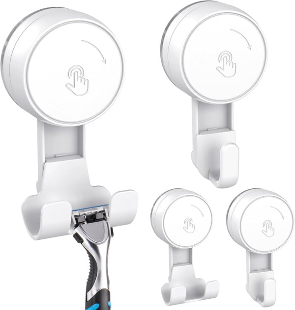 LUXEAR Suction Hooks Powerful Vacuum Suction Cup Hooks-2PACK Razor 2pack Single White