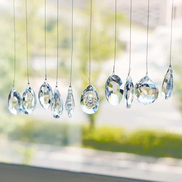 KANPURA Pack of 10 Clear Crystal Suncatcher Chandelier Lamp Lighting Drops Pendants,Hanging