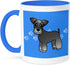 3dRose "Cute Miniature Schnauzer Banded Coat (Salt and Pepper) - Cartoon Dog" Two Tone Blue Mug, 11 oz, Multicolor