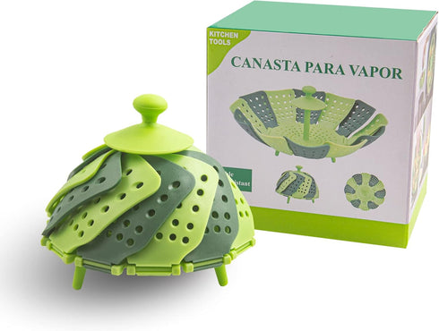 Lotus steamer basket, Folding Steamer,BPA-Free,Green Kitchenware Accessory, Non-Scratch Silicone cookware