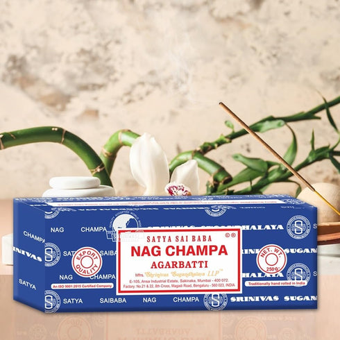 Satya Sai Baba Nag Champa Agarbatti, 250g Hand Rolled Incense Sticks for Purification, Relaxation, Yoga
