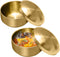 Stainless Steel Rice Bowl with Lid, Set of 2, Double-walled Metal Bowls for Korean Kitchen, 10.5cm Gold