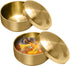 Stainless Steel Rice Bowl with Lid, Set of 2, Double-walled Metal Bowls for Korean Kitchen, 10.5cm Gold