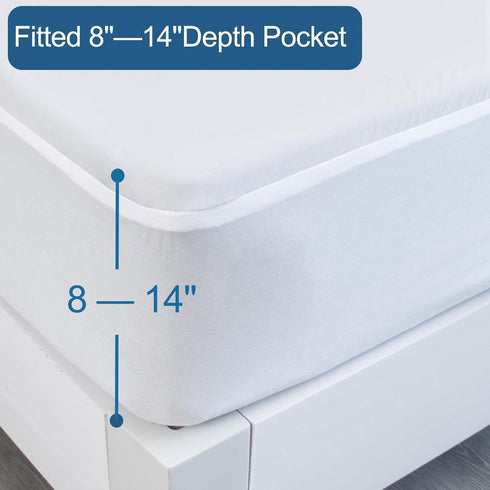 SPRINGSPIRIT Twin Mattress Protector Waterproof, Fitted Mattress Pad Cover up to 14'' Depth Pocket