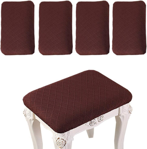 ANWUCHEN Stool Covers Rectangle,4 Pack Stretch Rectangle Bar Stool Covers Elastic Vanity