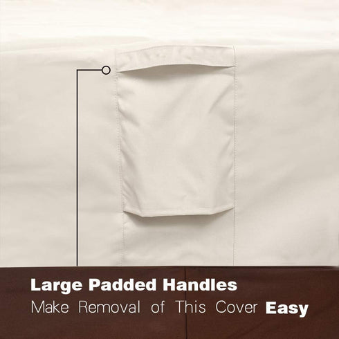 Vailge Rectangle Patio Ottoman Cover, Waterproof Outdoor Ottoman Cover with Padded Handles, Patio Coffee Table Cover