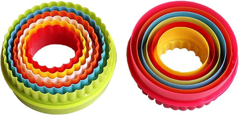 Mydio Set of 6 Multi-size Round Cookie Cutters, Two-sided Biscuit Fruit Cutters, Random Color