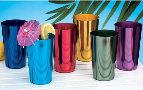 ALUMINUM TUMBLERS Retro Jewel Aluminum Colored Tumblers, Set of 6, Multicolor