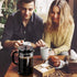 French Press Coffee Maker, 34oz 304 Stainless Steel with 4 Filters, Borosilicate Glass, Easy to Clean, Silver