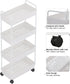 Buzowruil Rolling Storage Cart, 4 Tier Mobile Shelving Unit with Wheels for Kitchen, Bathroom, and Laundry, White.