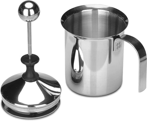 14-Ounce Stainless Steel Manual Milk Foamer, Hand Pump Coffee Milk Frothing Pitchers with Filter Screen For Cappuccino Coffee Latte Hot Chocolate by Beisto